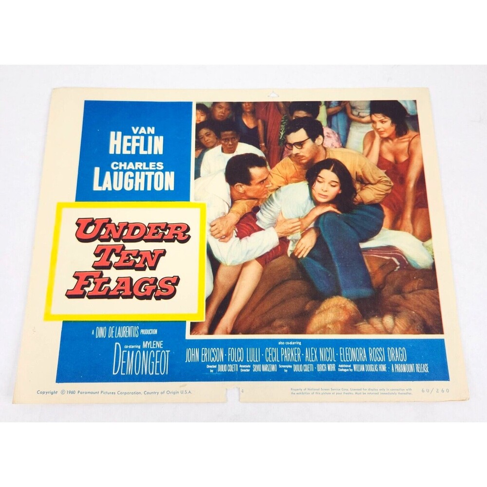 Under Ten Flags 1960‎ Lobby Card Movie Poster Van Heflin Charles Laughton WWII